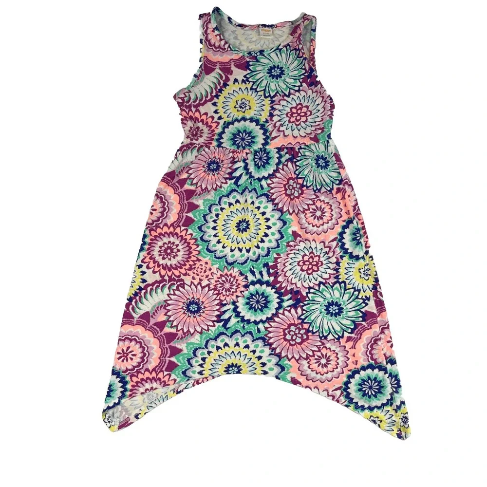 Gymboree Girls Sleeveless Tank Dress,‎ Multi Color Flowers, Size M 7/8